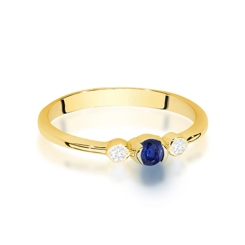 Inel Aur 14K cu Safir 0.15 ct si Diamante Naturale 0.06 ct, imaginea 2 din 12