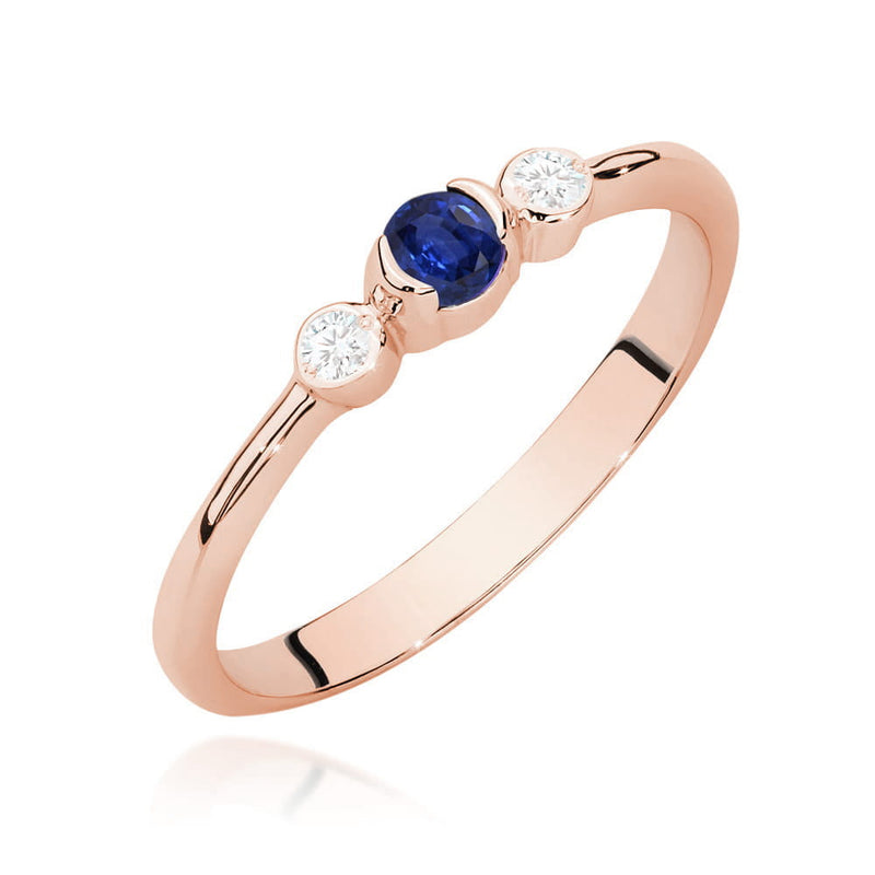 Inel Aur 14K cu Safir 0.15 ct si Diamante Naturale 0.06 ct, imaginea 5 din 12