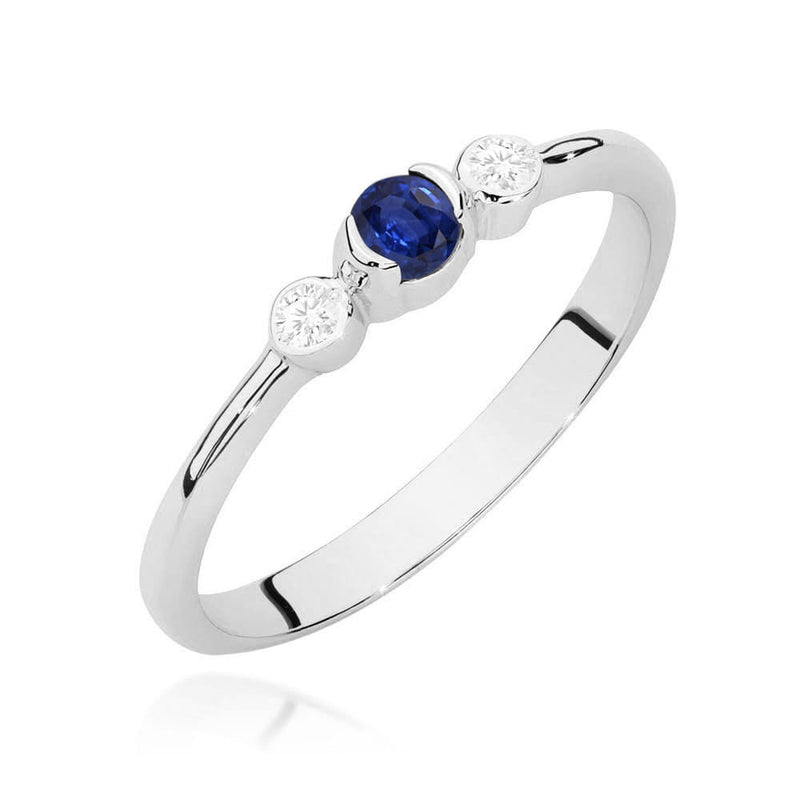Inel Aur 14K cu Safir 0.15 ct si Diamante Naturale 0.06 ct, imaginea 9 din 12