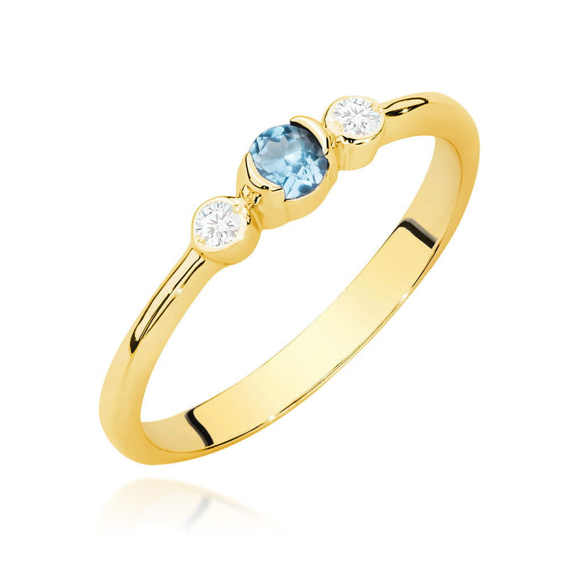 Inel Aur 14K cu Topaz Swiss 0.15 ct si Diamante Naturale 0.06 ct — Aur galben