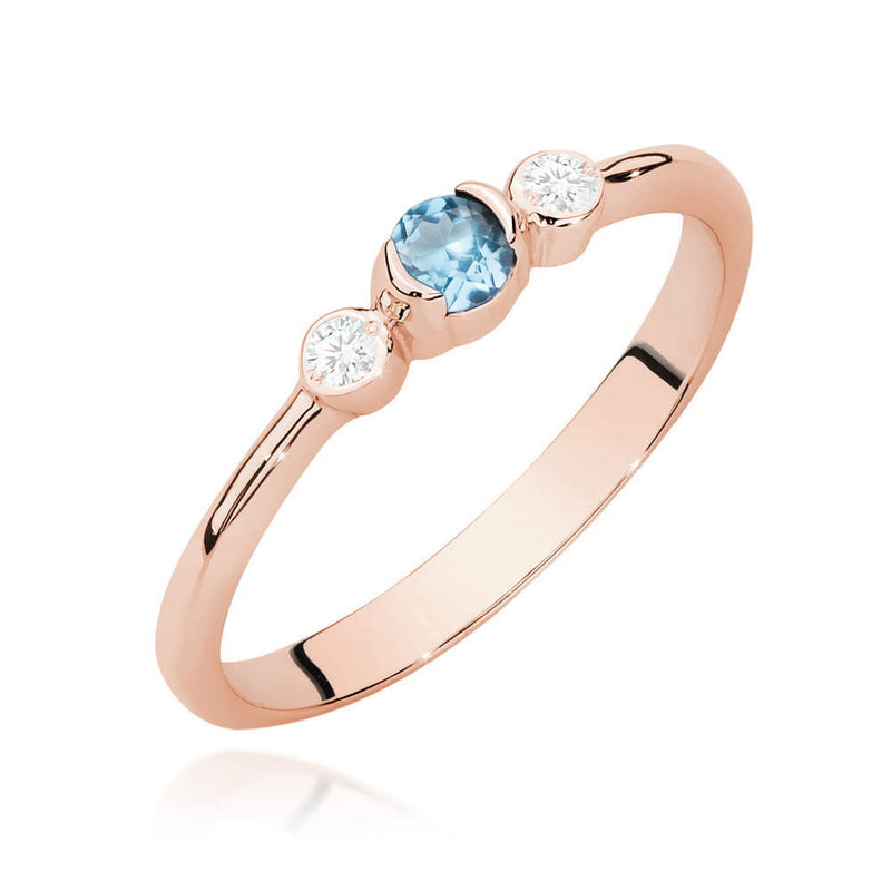 Inel Aur 14K cu Topaz Swiss 0.15 ct si Diamante Naturale 0.06 ct, imaginea 5 din 12