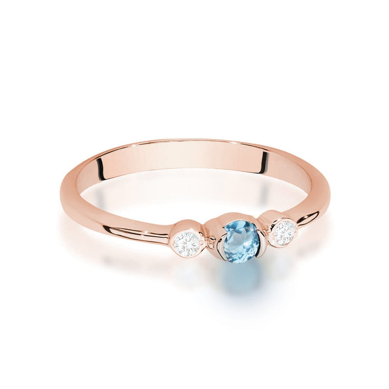 Inel Aur 14K cu Topaz Swiss 0.15 ct si Diamante Naturale 0.06 ct, imaginea 6 din 12