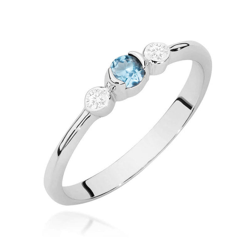 Inel Aur 14K cu Topaz Swiss 0.15 ct si Diamante Naturale 0.06 ct, imaginea 9 din 12