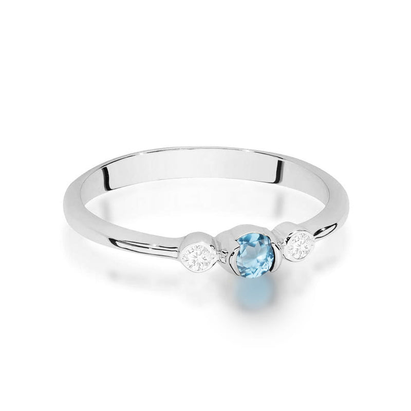 Inel Aur 14K cu Topaz Swiss 0.15 ct si Diamante Naturale 0.06 ct, imaginea 10 din 12