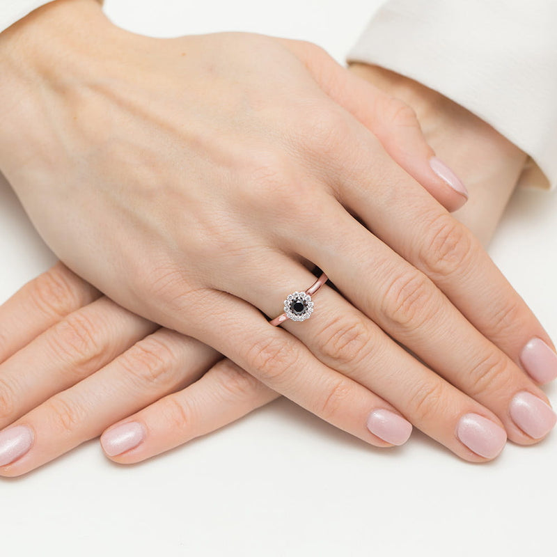 Inel Aur 14K cu Diamante Naturale Albe si Negre 0.60 ct, imaginea 8 din 12