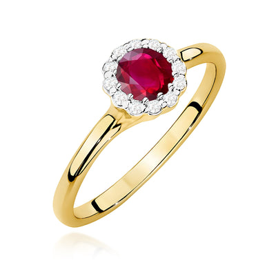 Inel Aur 14K cu Rubin 0.60 ct si Diamante Naturale 0.10 ct