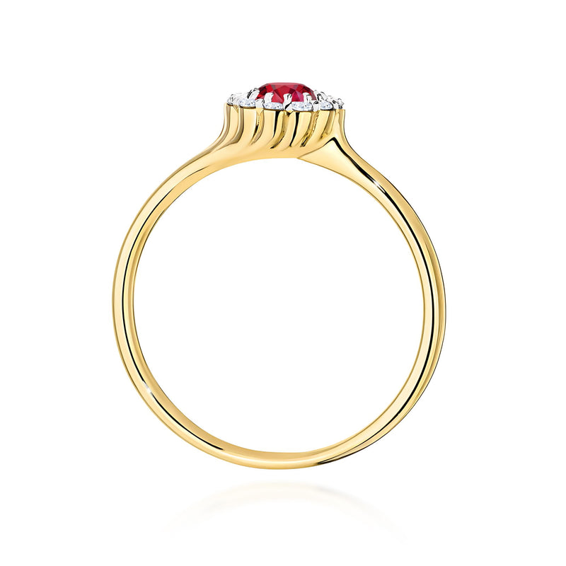Inel Aur 14K cu Rubin 0.60 ct si Diamante Naturale 0.10 ct, imaginea 3 din 11