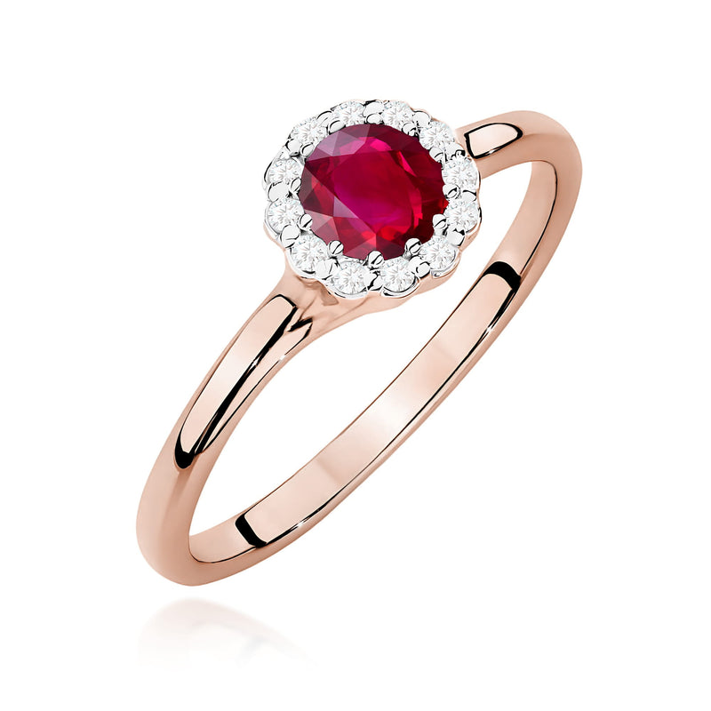 Inel Aur 14K cu Rubin 0.60 ct si Diamante Naturale 0.10 ct, imaginea 5 din 11