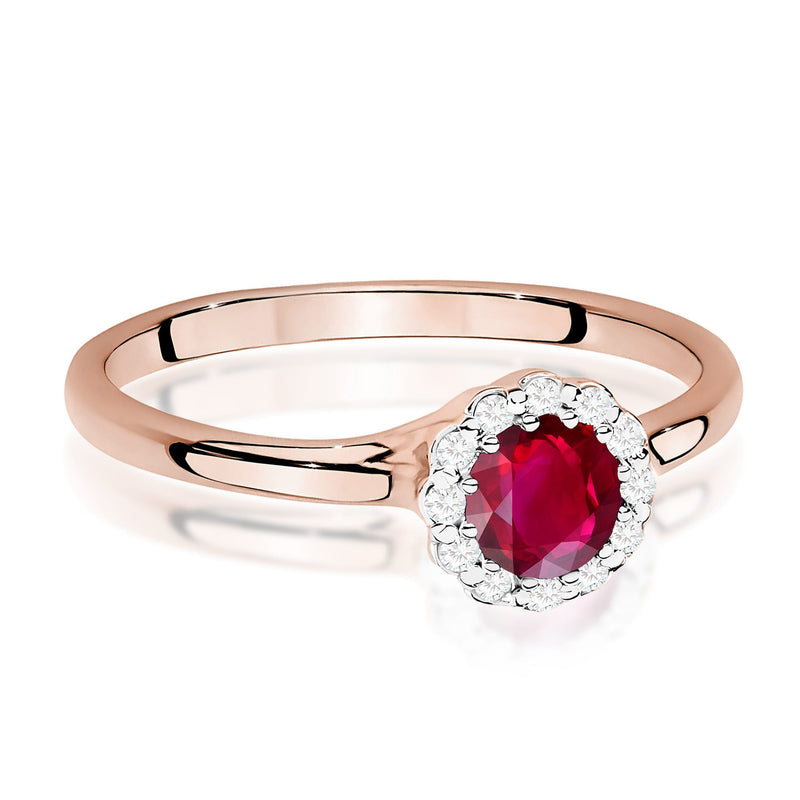 Inel Aur 14K cu Rubin 0.60 ct si Diamante Naturale 0.10 ct, imaginea 6 din 11