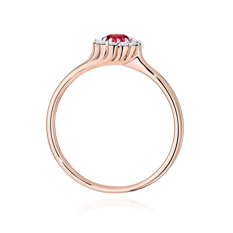 Inel Aur 14K cu Rubin 0.60 ct si Diamante Naturale 0.10 ct, imaginea 7 din 11