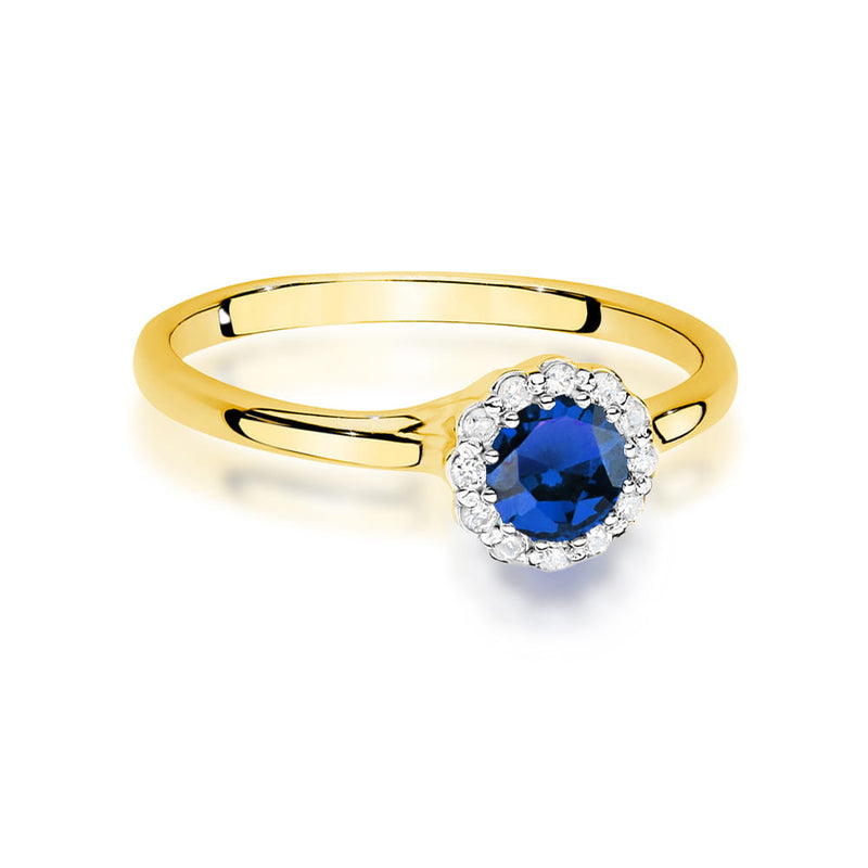 Inel Aur 14K cu Safir 0.50 ct si Diamante Naturale 0.10 ct, imaginea 2 din 12