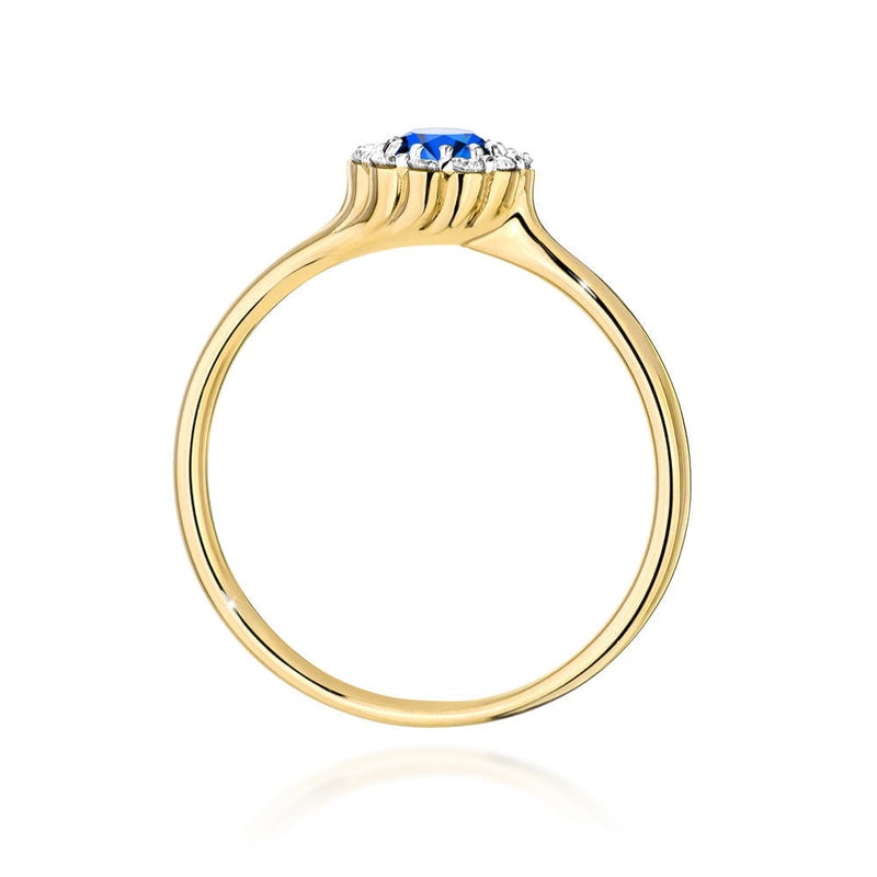 Inel Aur 14K cu Safir 0.50 ct si Diamante Naturale 0.10 ct, imaginea 3 din 12