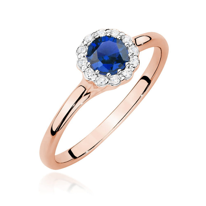 Inel Aur 14K cu Safir 0.50 ct si Diamante Naturale 0.10 ct, imaginea 5 din 12