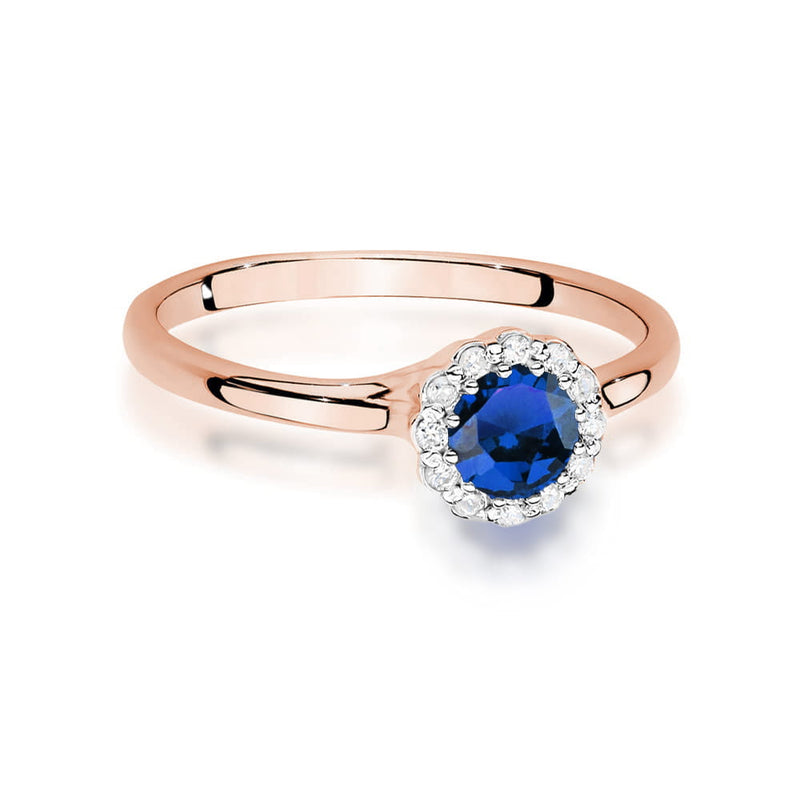 Inel Aur 14K cu Safir 0.50 ct si Diamante Naturale 0.10 ct, imaginea 6 din 12
