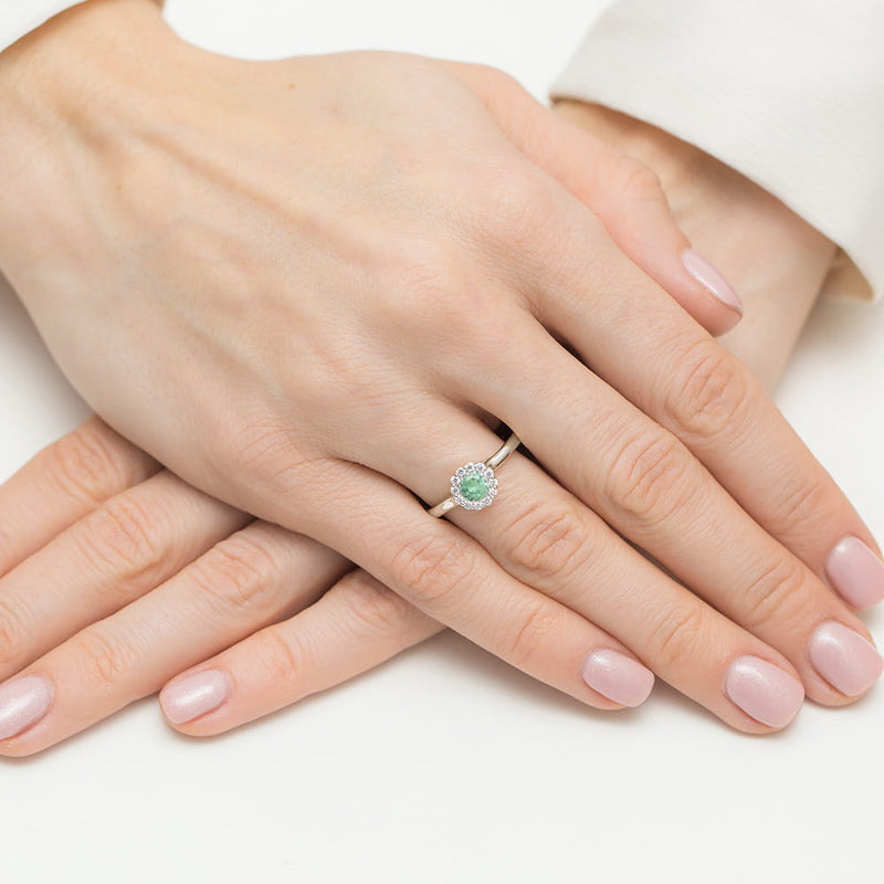 Inel Aur 14K cu Smarald 0.50 ct si Diamante Naturale 0.10 ct, imaginea 12 din 12