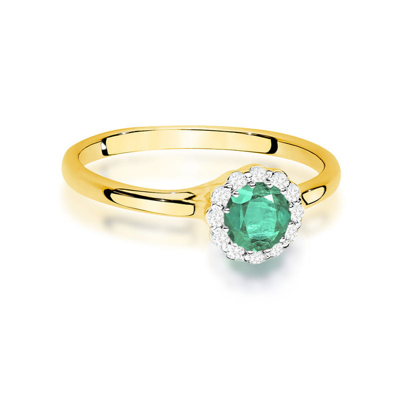 Inel Aur 14K cu Smarald 0.50 ct si Diamante Naturale 0.10 ct, imaginea 2 din 12