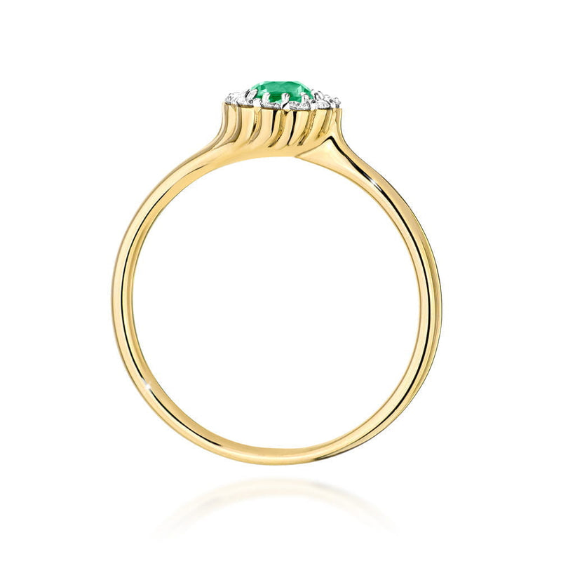 Inel Aur 14K cu Smarald 0.50 ct si Diamante Naturale 0.10 ct, imaginea 3 din 12