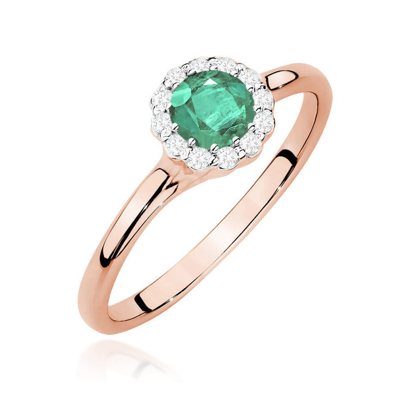 Inel Aur 14K cu Smarald 0.50 ct si Diamante Naturale 0.10 ct, imaginea 5 din 12
