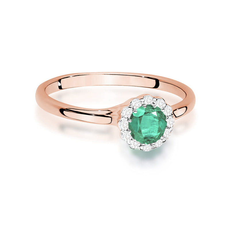 Inel Aur 14K cu Smarald 0.50 ct si Diamante Naturale 0.10 ct, imaginea 6 din 12
