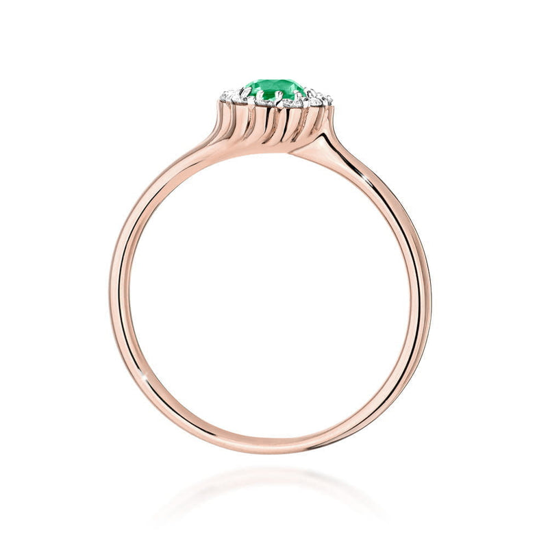 Inel Aur 14K cu Smarald 0.50 ct si Diamante Naturale 0.10 ct, imaginea 7 din 12