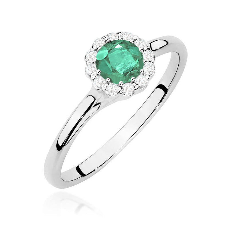 Inel Aur 14K cu Smarald 0.50 ct si Diamante Naturale 0.10 ct, imaginea 9 din 12