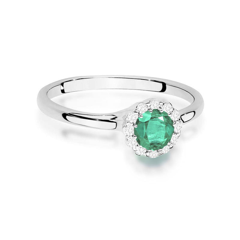 Inel Aur 14K cu Smarald 0.50 ct si Diamante Naturale 0.10 ct, imaginea 10 din 12