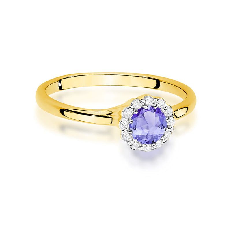 Inel Aur 14K cu Tanzanit 0.50 ct si Diamante Naturale 0.10 ct, imaginea 2 din 12