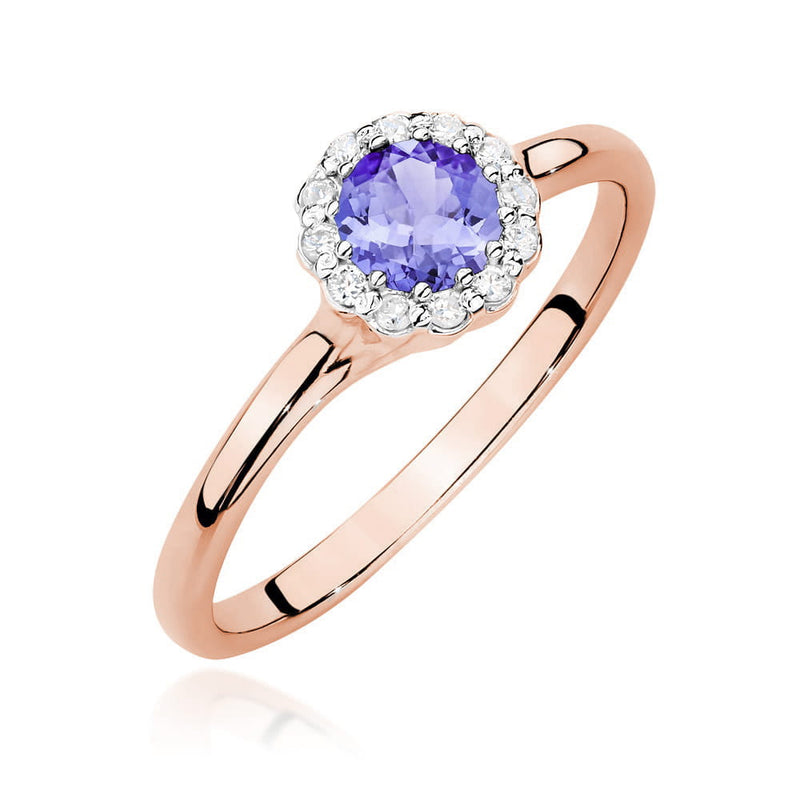 Inel Aur 14K cu Tanzanit 0.50 ct si Diamante Naturale 0.10 ct, imaginea 5 din 12
