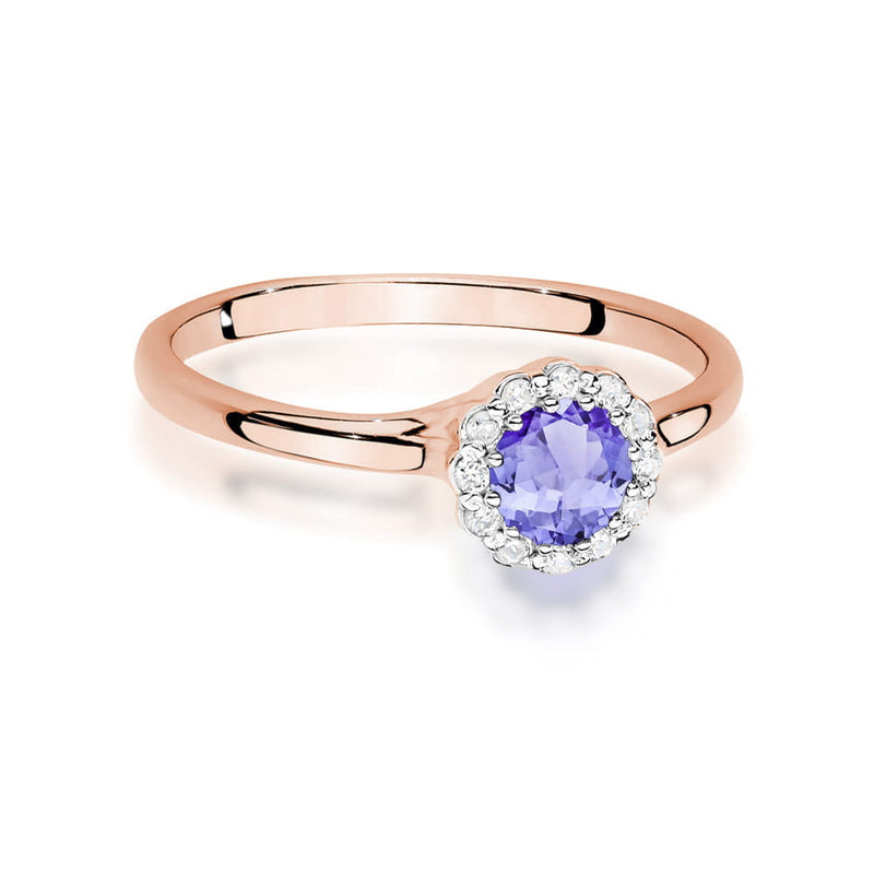 Inel Aur 14K cu Tanzanit 0.50 ct si Diamante Naturale 0.10 ct, imaginea 6 din 12