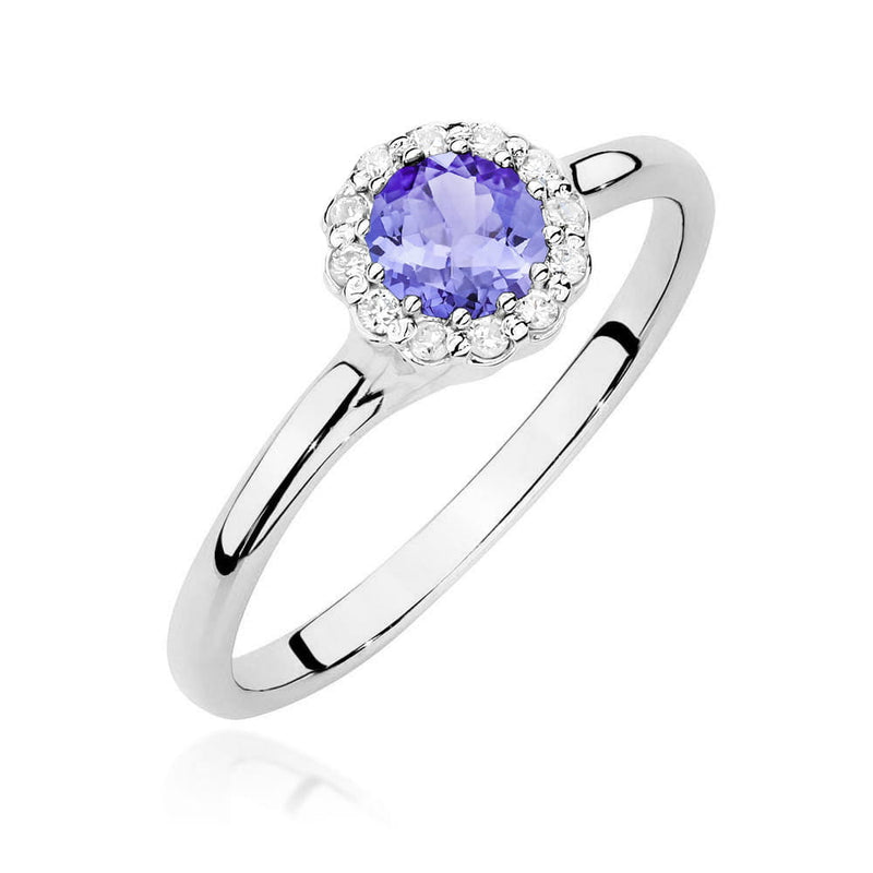 Inel Aur 14K cu Tanzanit 0.50 ct si Diamante Naturale 0.10 ct, imaginea 9 din 12