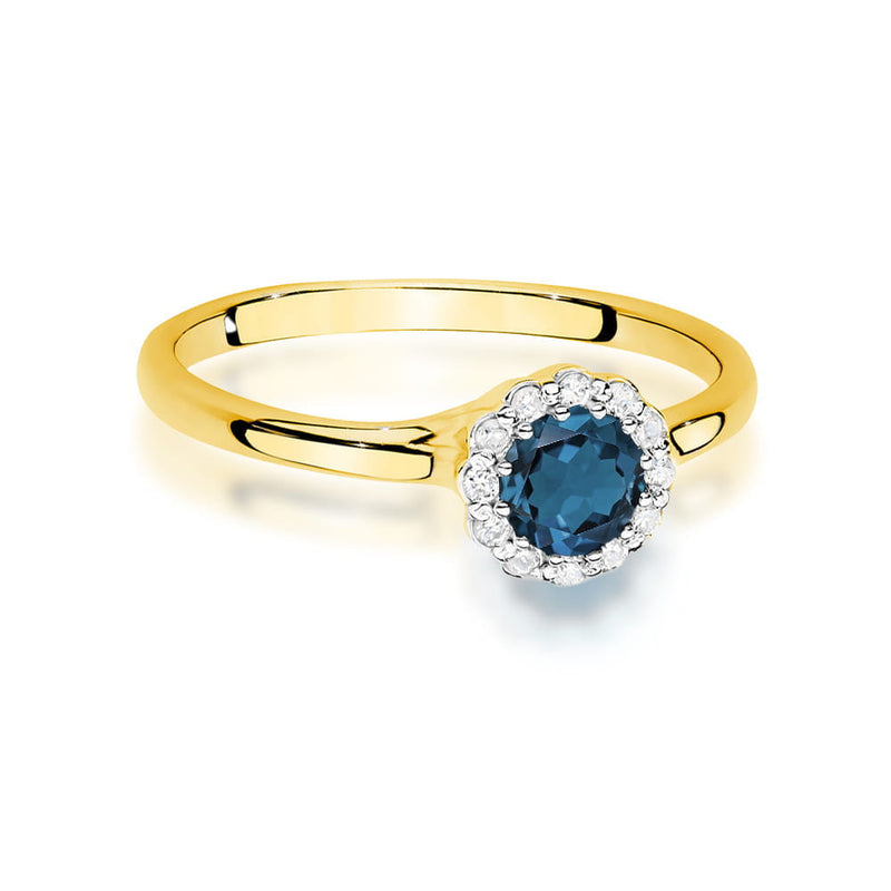 Inel Aur 14K cu Topaz London Blue 0.50 ct si Diamante Naturale 0.10 ct, imaginea 2 din 12