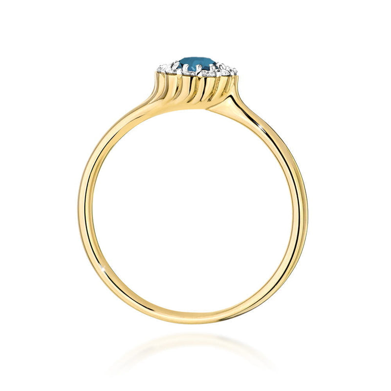 Inel Aur 14K cu Topaz London Blue 0.50 ct si Diamante Naturale 0.10 ct, imaginea 3 din 12