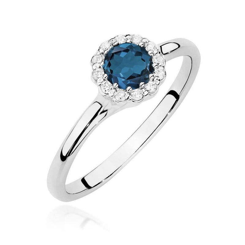 Inel Aur 14K cu Topaz London Blue 0.50 ct si Diamante Naturale 0.10 ct, imaginea 9 din 12
