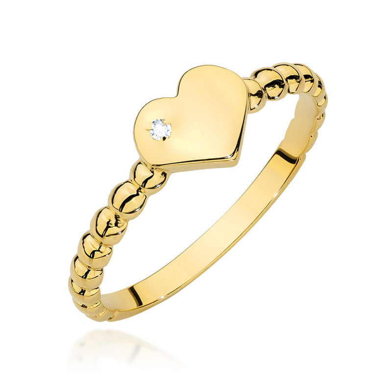 Inel Aur 14K cu Diamant Natural 0.01 ct — Aur galben