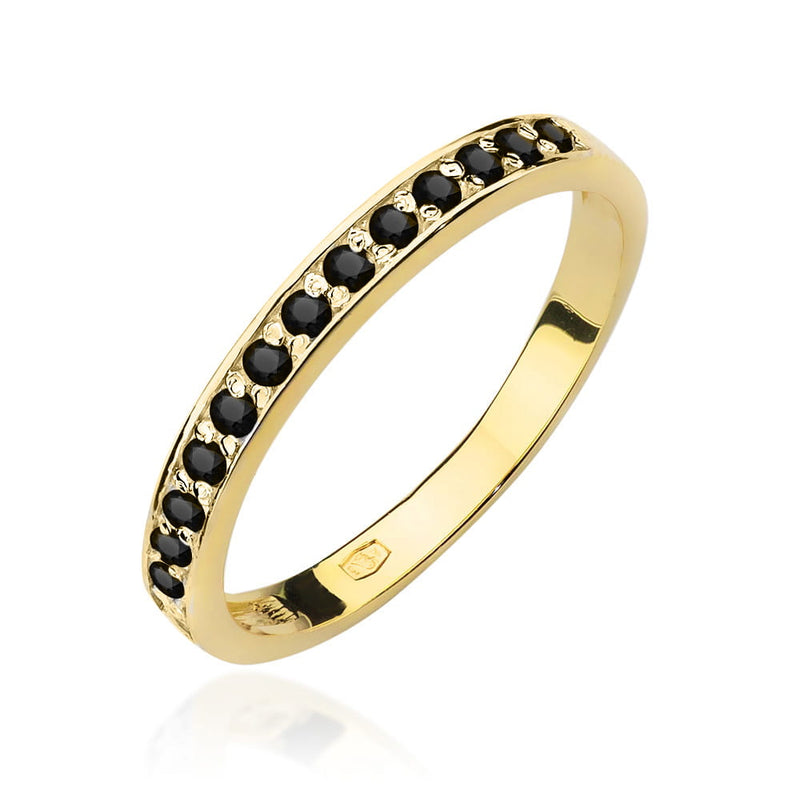 Inel Aur 14K cu Diamante Naturale Negre 0.20 ct — Aur galben