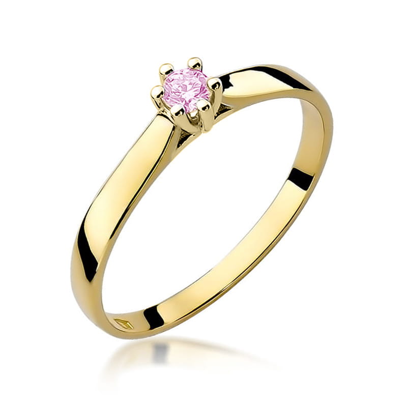 Inel Aur 14K cu Topaz Roz 0.15 ct — Aur galben