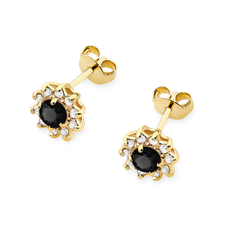 Cercei Aur 14K cu Diamante Naturale Albe si Negre 0.29 ct, imaginea 2 din 8