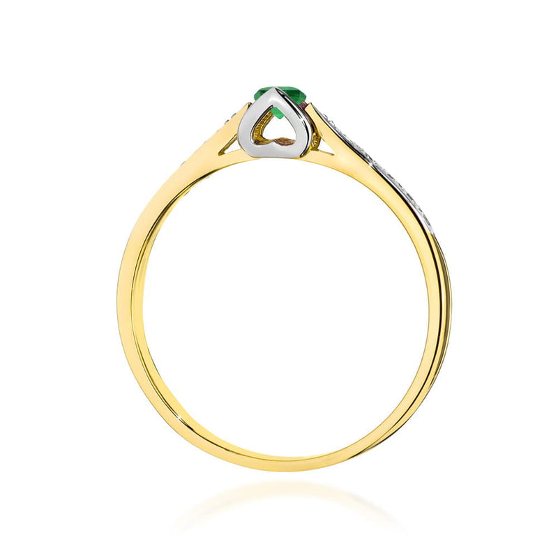 Inel Aur 14K cu Smarald 0.15 ct si Diamante Naturale 0.05 ct, imaginea 3 din 12