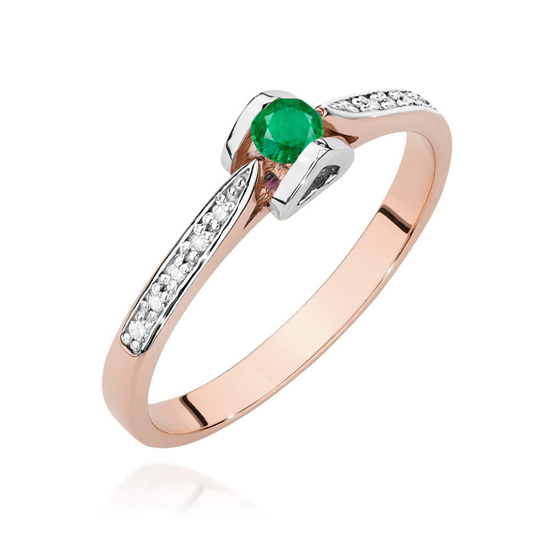 Inel Aur 14K cu Smarald 0.15 ct si Diamante Naturale 0.05 ct, imaginea 5 din 12