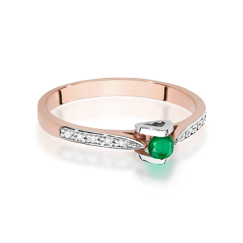 Inel Aur 14K cu Smarald 0.15 ct si Diamante Naturale 0.05 ct, imaginea 6 din 12
