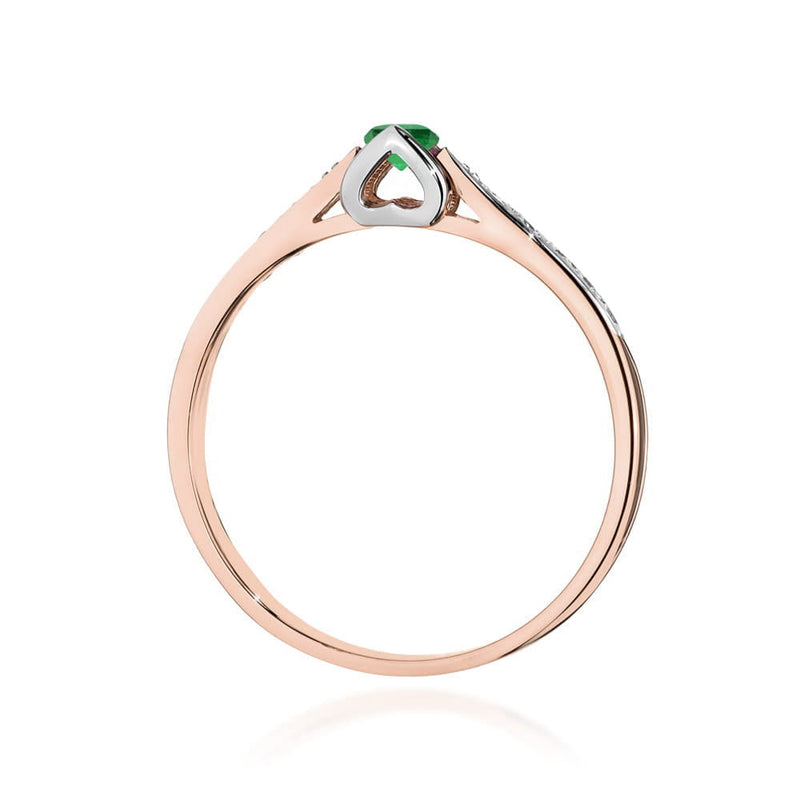 Inel Aur 14K cu Smarald 0.15 ct si Diamante Naturale 0.05 ct, imaginea 7 din 12