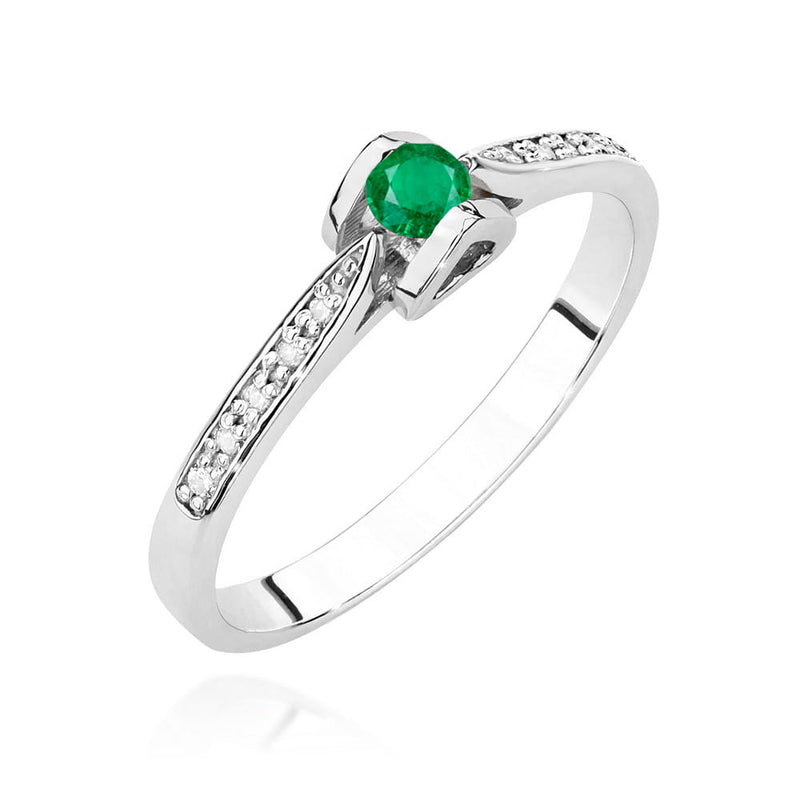 Inel Aur 14K cu Smarald 0.15 ct si Diamante Naturale 0.05 ct, imaginea 9 din 12