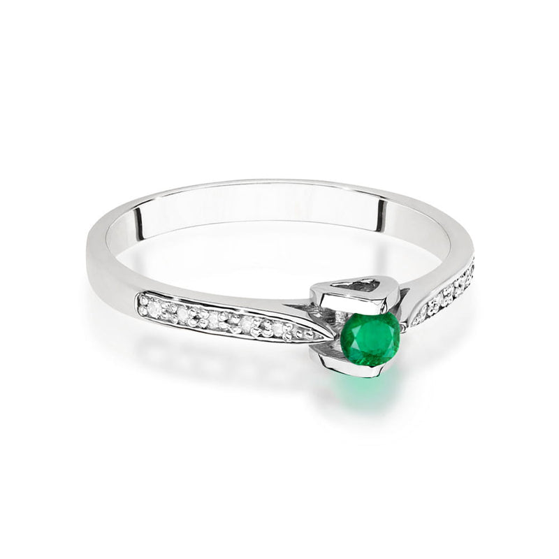 Inel Aur 14K cu Smarald 0.15 ct si Diamante Naturale 0.05 ct, imaginea 10 din 12