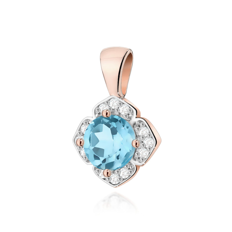 Pandantiv Aur 14K cu Topaz Swiss 0.50 ct si Diamante Naturale 0.06 ct, imaginea 3 din 6