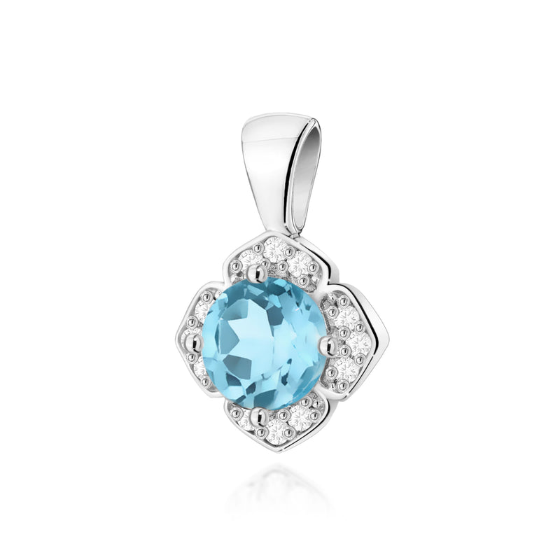Pandantiv Aur 14K cu Topaz Swiss 0.50 ct si Diamante Naturale 0.06 ct, imaginea 5 din 6
