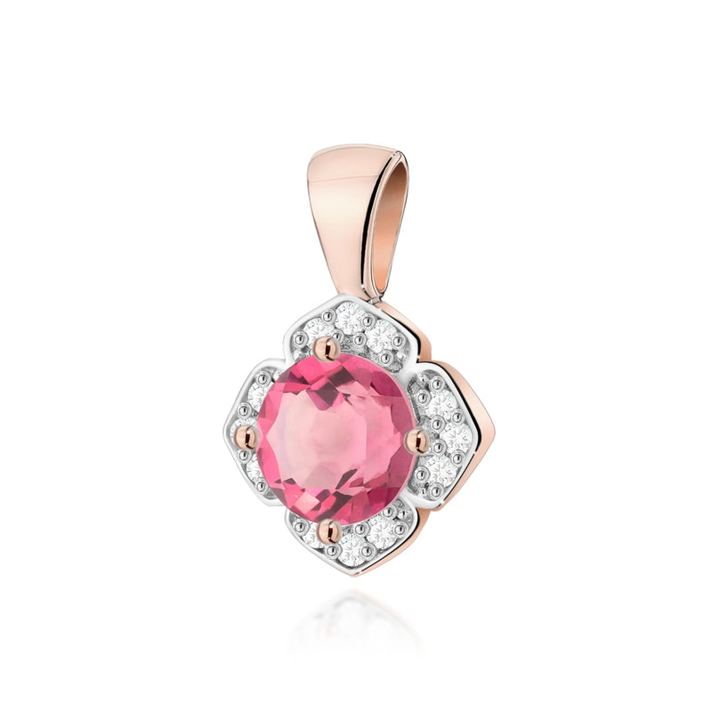 Pandantiv Aur 14K cu Topaz Roz 0.60 ct si Diamante Naturale 0.06 ct, imaginea 3 din 6
