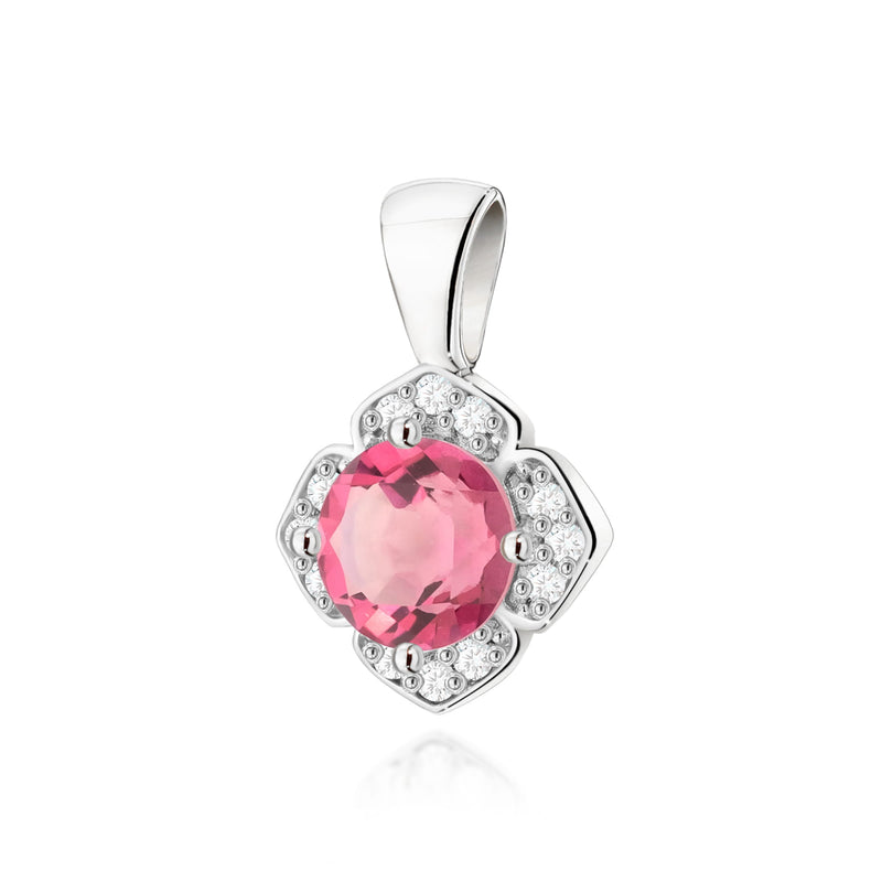 Pandantiv Aur 14K cu Topaz Roz 0.60 ct si Diamante Naturale 0.06 ct, imaginea 5 din 6