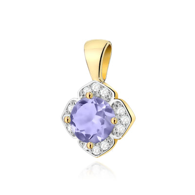 Pandantiv Aur 14K cu Tanzanit 0.50 ct si Diamante Naturale 0.06 ct