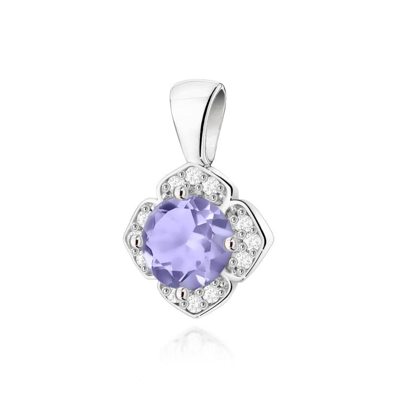 Pandantiv Aur 14K cu Tanzanit 0.50 ct si Diamante Naturale 0.06 ct, imaginea 5 din 6