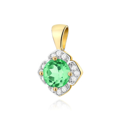 Pandantiv Aur 14K cu Smarald 0.50 ct si Diamante Naturale 0.06 ct